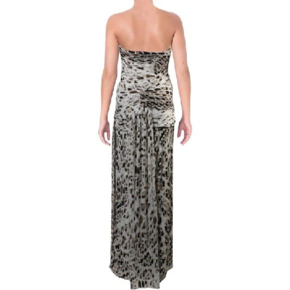 Halston Heritage Animal Print Strapless Gown - Picture 4 of 7